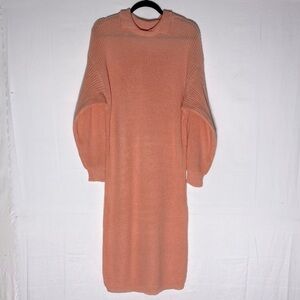 Vintage Tradition Sears Coral Long Sleeve Mock Neck Sweater Dress 10 Cottagecore